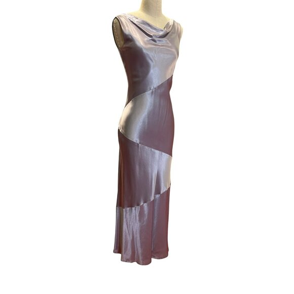 Vintage Cache Elegant Sleeveless Satin Gown With Cowl Neck Gathered Back Homecom - Picture 2 of 9